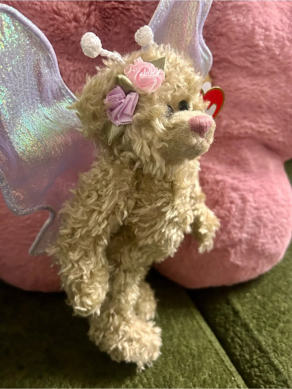 TY Attic Treasures Rafaella 1993 Beige Fairy Bear with Iridescent Wings